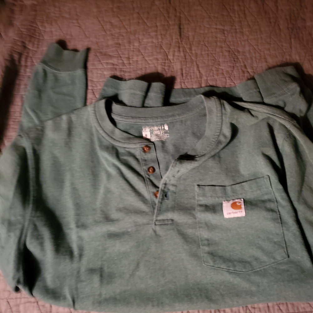 Carhartt Men's Green Long Sleeve Henley